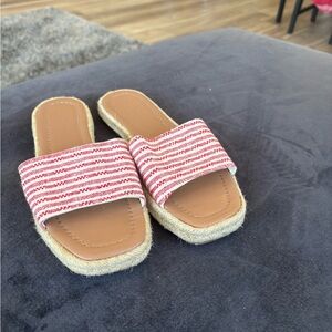 START YOUR SUMMER IN STYLE!!! Striped Red Slide Sandals